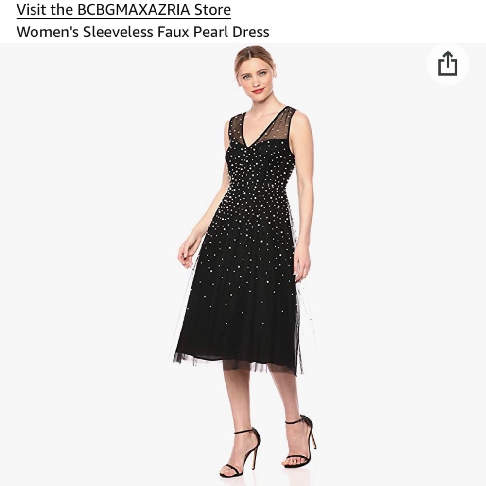 BCBG MaxAzria  Elegant Faux Pearl Black Dress